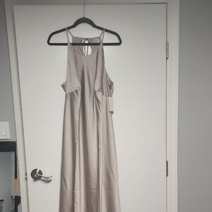 NWT A New Day Women's Satin Tan Halter Maxi Slip Dress Size XXL